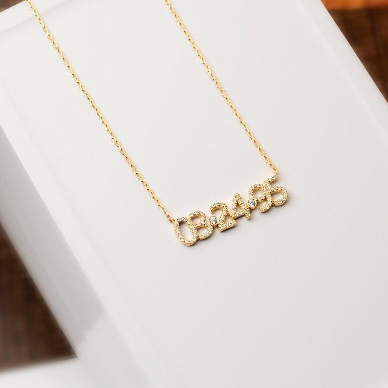 Custom Date & Zircon Keepsake Personalized Date Necklace with a Sparkling Stone Elegant Birthdate Necklace with Zircon Anniversary Gift