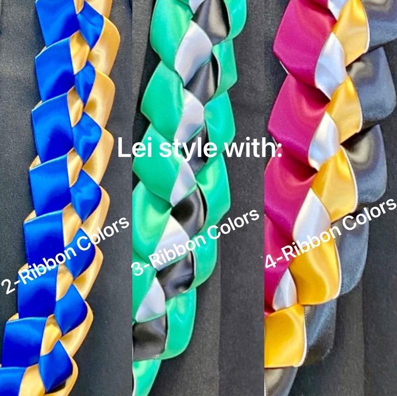 Braided 7/8" Ribbon Leis for Graduation/personalized name/ school colors #093