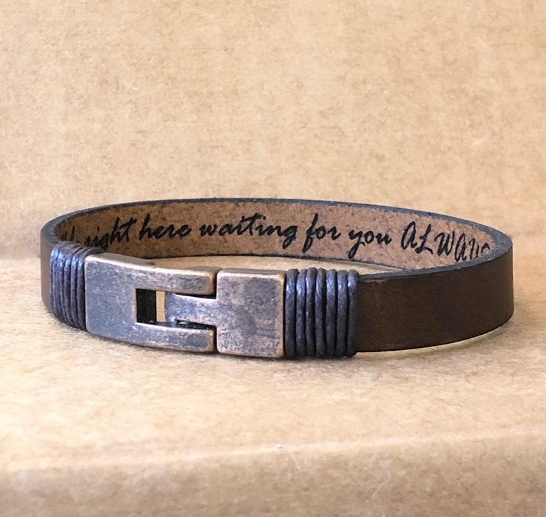 Custom Secret Message Men Bracelet Hidden Message Personalize Leather Bracelet Custom Birthday Gift for Him
