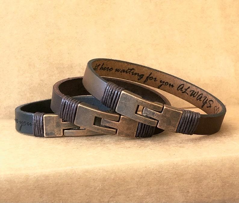 Custom Secret Message Men Bracelet Hidden Message Personalize Leather Bracelet Custom Birthday Gift for Him