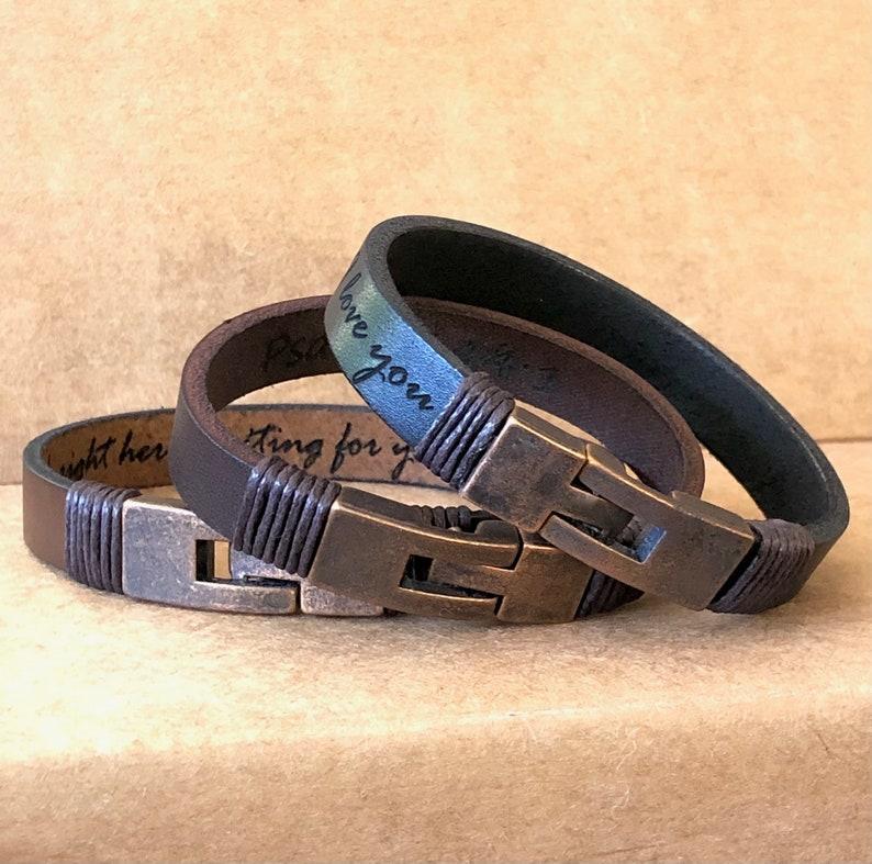Custom Secret Message Men Bracelet Hidden Message Personalize Leather Bracelet Custom Birthday Gift for Him