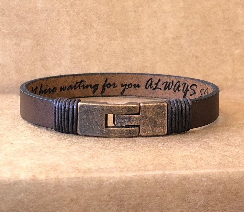 Custom Secret Message Men Bracelet Hidden Message Personalize Leather Bracelet Custom Birthday Gift for Him