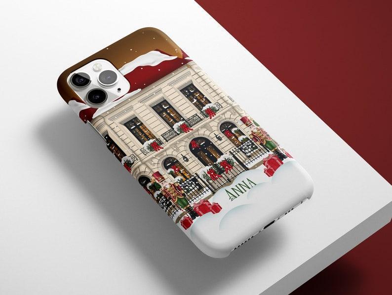 Custom Name Christmas Town Phone Case for iPhone 16 15 14 13 12 11 Samsung Galaxy S24 S23 S22 Pixel 9 xmas MagSafe case, house personalised - NameNecklace