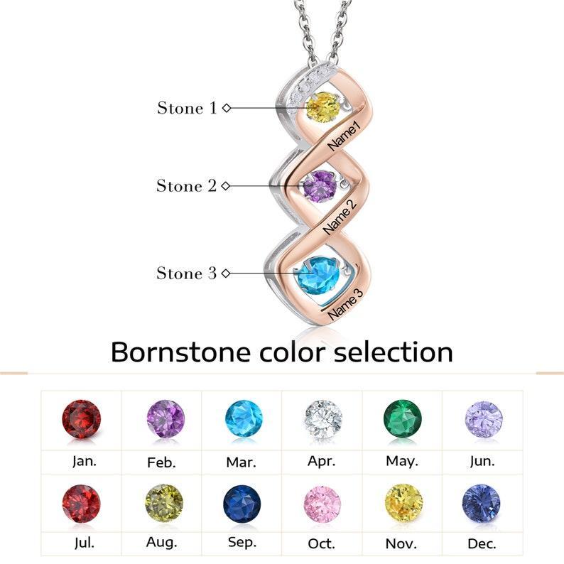 Personalized Name Necklace with Custom Birthstones Custom Birthstone Name Necklace Gifts for Moms, Families, Anniversaries