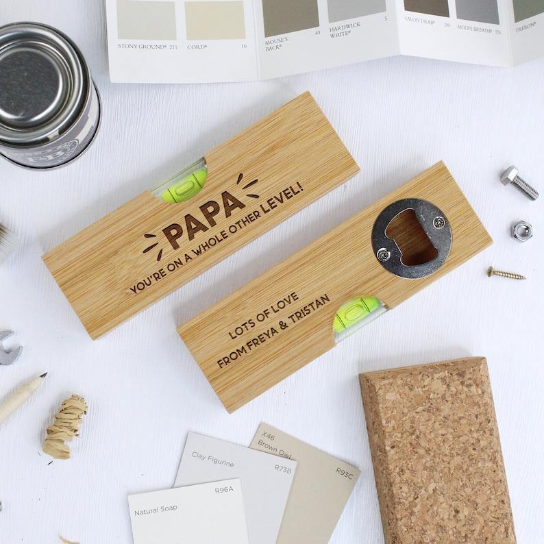 2 in 1 Personalised Wooden Spirit Level Bottle Opener for Dad You're On A Whole Other Level Multi Tool DIY Multitool Father's Day Gifts