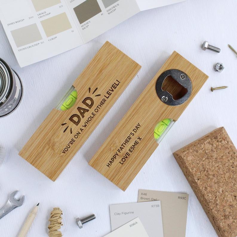 2 in 1 Personalised Wooden Spirit Level Bottle Opener for Dad You're On A Whole Other Level Multi Tool DIY Multitool Father's Day Gifts