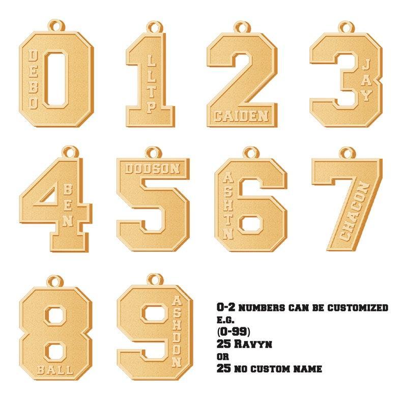 Custom Engraved Sport Number Necklace with Name|Year Necklace|Personalized Lucky Pendant|Baseball and Sports Team Number