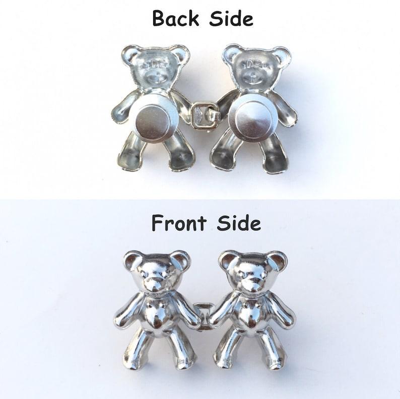 Bear Jeans Button Pins Reduce Pants Waist In Second, No Sew Need, Removable Metal Fastener for Jeans Denim Jacket, Cloth Decor