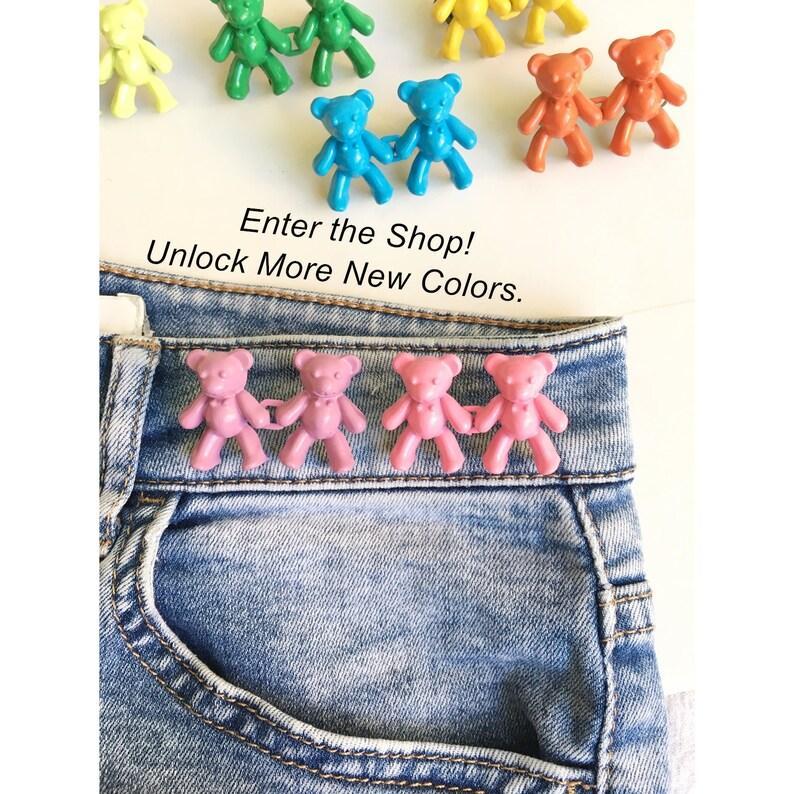 Bear Jeans Button Pins Reduce Pants Waist In Second, No Sew Need, Removable Metal Fastener for Jeans Denim Jacket, Cloth Decor