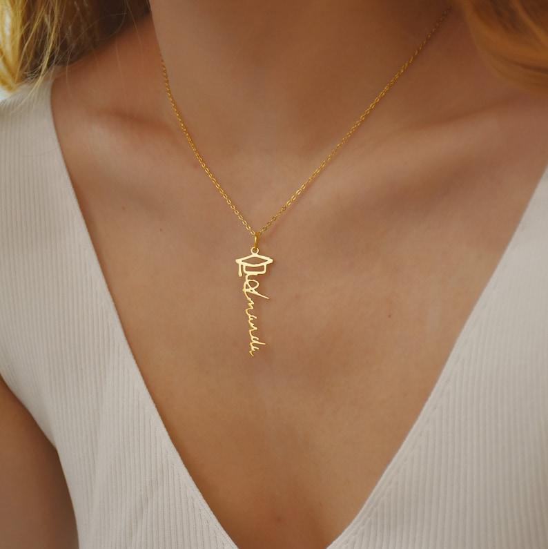 Graduation Necklace ? Bachelor Cap Necklace ? Custom Name Necklace ? Personalized Necklace for Her ? Grad Jewelry for Girl ? Class of 2025