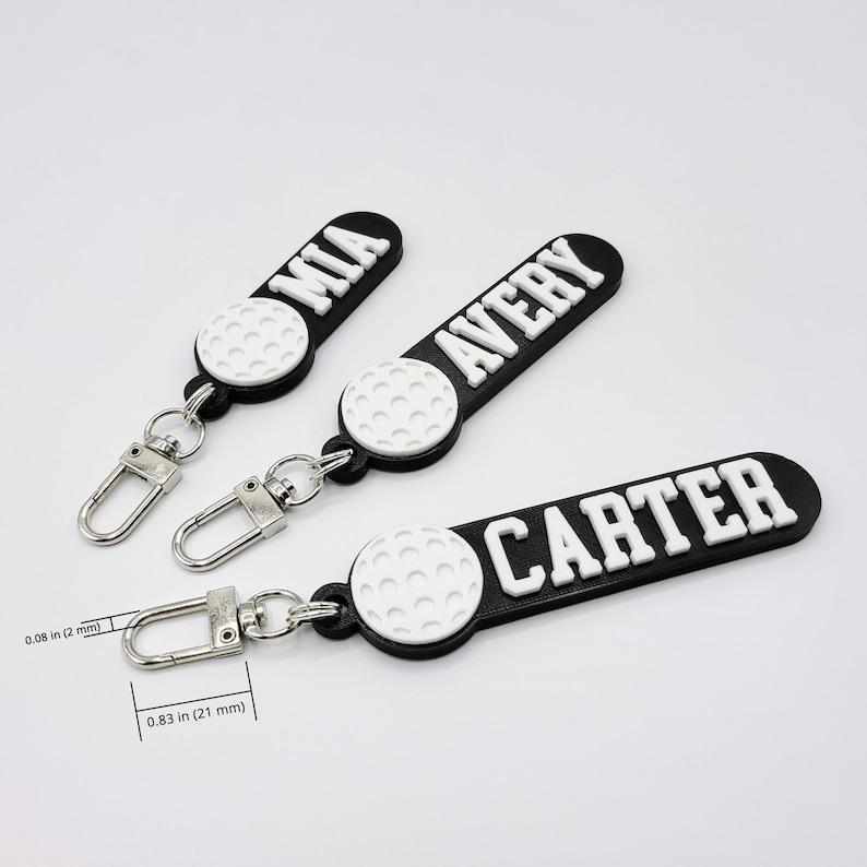 Custom Golf Ball Personalized Keychain / Keyring / Bag Tag / Name Tag - 3D Printed Plastic