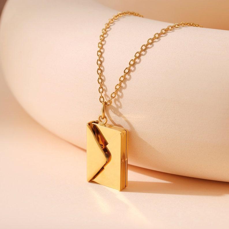 Custom Secret Envelope Necklace Personalized Hidden Message Necklace Love Letter Necklace Locket Necklace Envelope Pendant Gift for Her