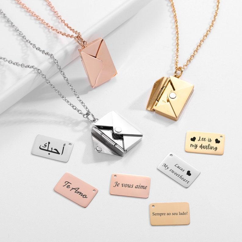 Custom Secret Envelope Necklace Personalized Hidden Message Necklace Love Letter Necklace Locket Necklace Envelope Pendant Gift for Her