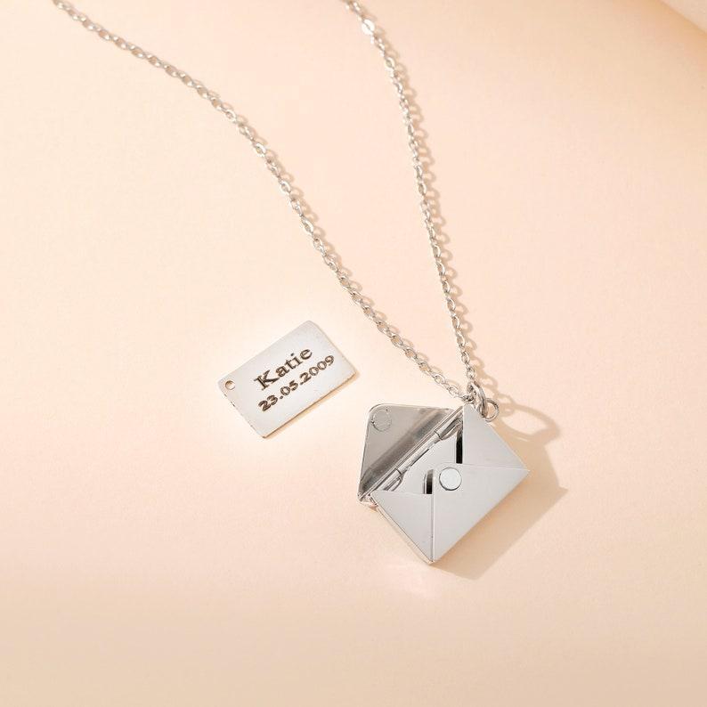 Custom Secret Envelope Necklace Personalized Hidden Message Necklace Love Letter Necklace Locket Necklace Envelope Pendant Gift for Her