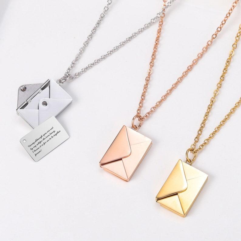 Custom Secret Envelope Necklace Personalized Hidden Message Necklace Love Letter Necklace Locket Necklace Envelope Pendant Gift for Her
