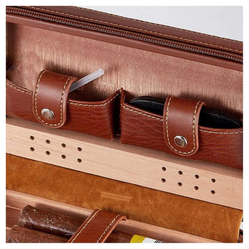 Personalized Leather Cigar Humidor Case Custom Engraved Cigar Box with Wood Interior Portable Humidor Gift for Men