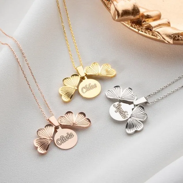 Lucky Clover Necklace Custom Secret Message Name Necklace Personalized Hidden Message Necklace Gifts for Her