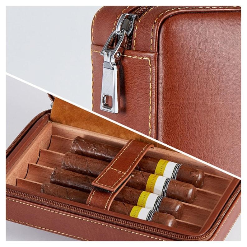Personalized Leather Cigar Humidor Case Custom Engraved Cigar Box with Wood Interior Portable Humidor Gift for Men