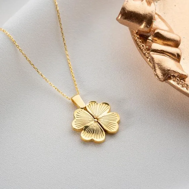 Lucky Clover Necklace Custom Secret Message Name Necklace Personalized Hidden Message Necklace Gifts for Her