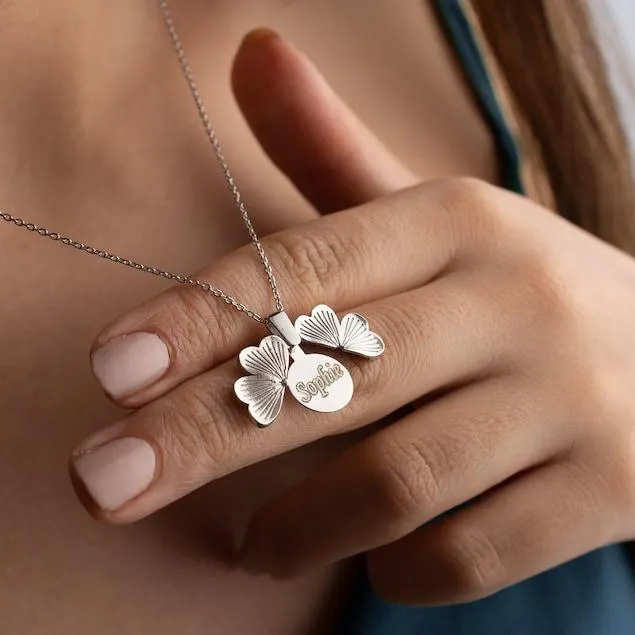 Lucky Clover Necklace Custom Secret Message Name Necklace Personalized Hidden Message Necklace Gifts for Her