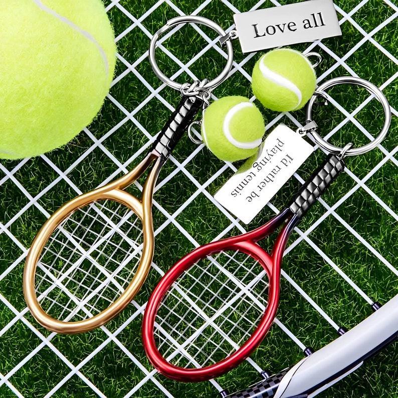 Personalized Tennis Racket Keychain Custom Laser-Engraved Tennis Racket Keyring Tennis Racket Keychain