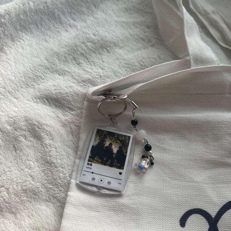 Personalized Photo and Song Keychain Custom Album Cover Keyring Engraved Music Lover Gift Memory Keepsake