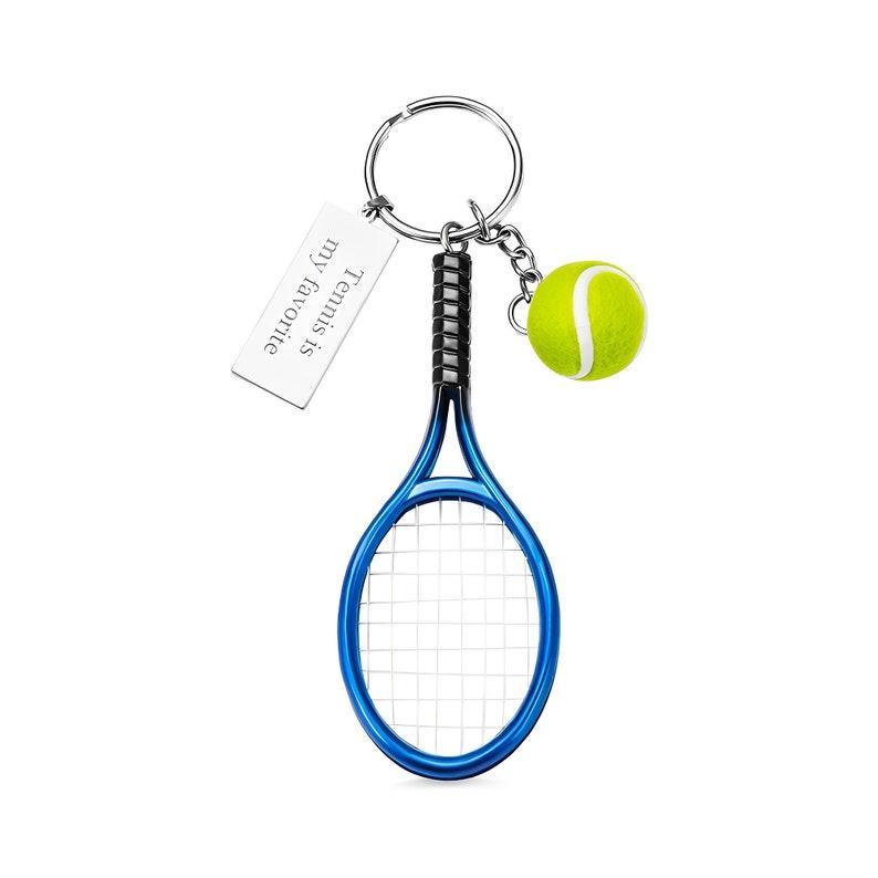 Personalized Tennis Racket Keychain Custom Laser-Engraved Tennis Racket Keyring Tennis Racket Keychain
