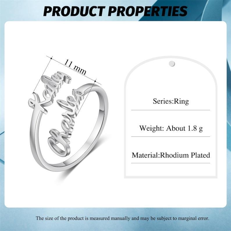 Double Name Ring, Two Name Ring, Adjustable Ring, Ring for Women, Personalized Gift for Mom, Best Friend Gift, Birthday Gifts