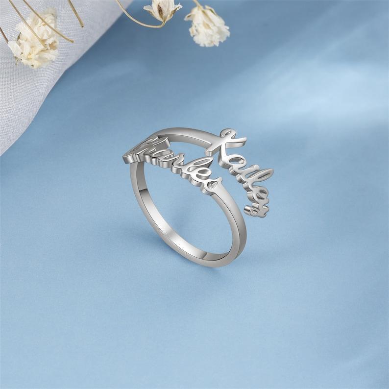 Double Name Ring, Two Name Ring, Adjustable Ring, Ring for Women, Personalized Gift for Mom, Best Friend Gift, Birthday Gifts