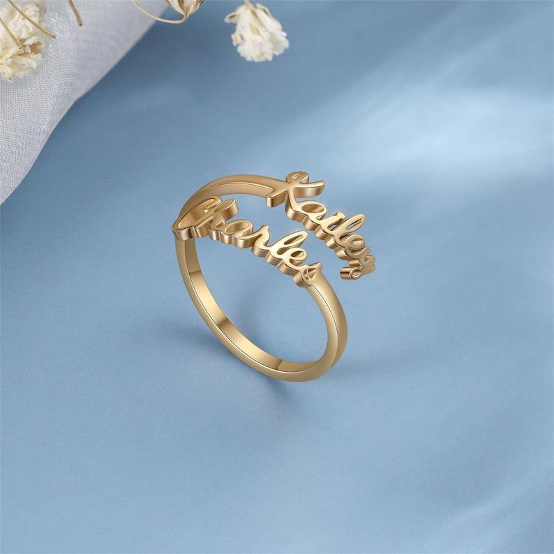 Double Name Ring, Two Name Ring, Adjustable Ring, Ring for Women, Personalized Gift for Mom, Best Friend Gift, Birthday Gifts