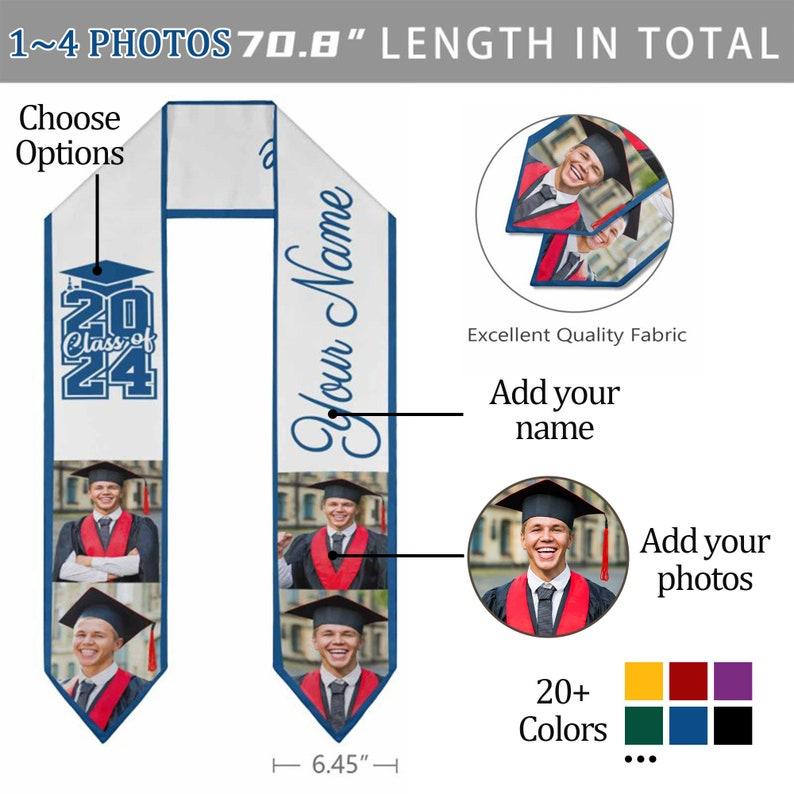 Personalized College Stole,Custom Name Photo 2025 Graduation Stole,Graduation Gift for Him/Boyfriend,Custom Photo Stole,Custom Text Stole