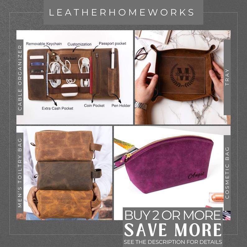 Personalized Leather Cable Organizer Graduation Gifts For Men, Collage Phd High School Graduation Gifts For Him, Cable Holder Gifts For Son