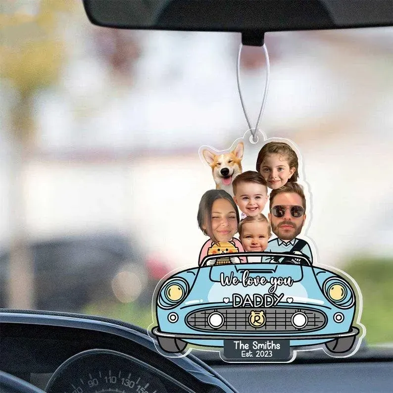 Custom Photo Drive Safe Daddy Ornament for Car, Personalized Birthday Gift Idea for Daddy, Customized Funny Baby Picture Acrylic Hanger