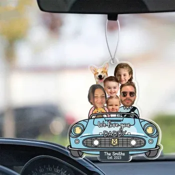 Custom Photo Drive Safe Daddy Ornament for Car, Personalized Birthday Gift Idea for Daddy, Customized Funny Baby Picture Acrylic Hanger