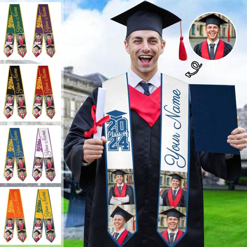 Personalized College Stole,Custom Name Photo 2025 Graduation Stole,Graduation Gift for Him/Boyfriend,Custom Photo Stole,Custom Text Stole