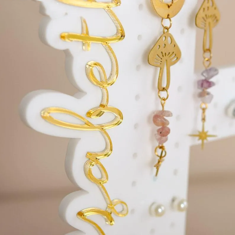 Personalized Acrylic Earring Holder - Birthday Gift for Her, Custom Earring Display, Jewelry Organizer, Teenage Girl Gifts, Gifts for Mom
