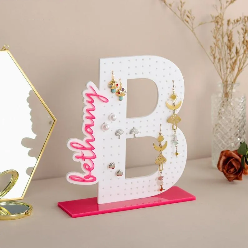 Personalized Acrylic Earring Holder - Birthday Gift for Her, Custom Earring Display, Jewelry Organizer, Teenage Girl Gifts, Gifts for Mom