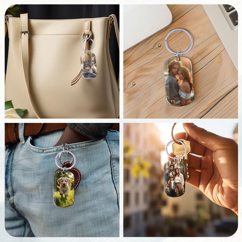 Custom Cat Photo Keyring Personalized Pet Picture Keychain Pet Memorial Gift Engraved Pet Name Key Chain