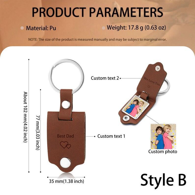 Personalized Picture Keychain for Dad, Fist Bump Custom Kids Name Keyring,Mens Leather Keychain, Anniversary Gifts for Him, Fathers Day Gift