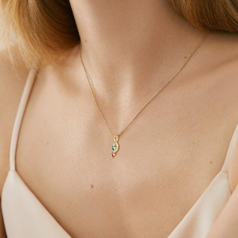 Personalized Couples Birthstone Necklace Customized Couples Birthstone Necklace Dual Birthstone Couples Necklace