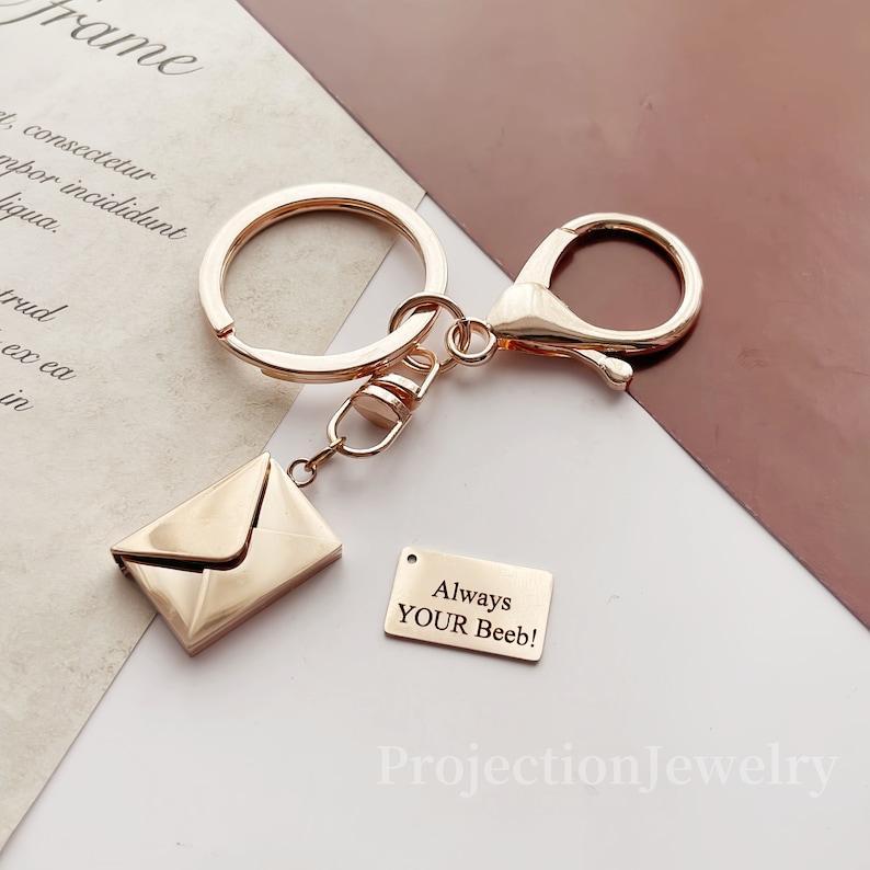 Personalized Photo Keychain Custom Envelope Keychain Photo & Message Keychain Love Letter Keychain Gifts for Her
