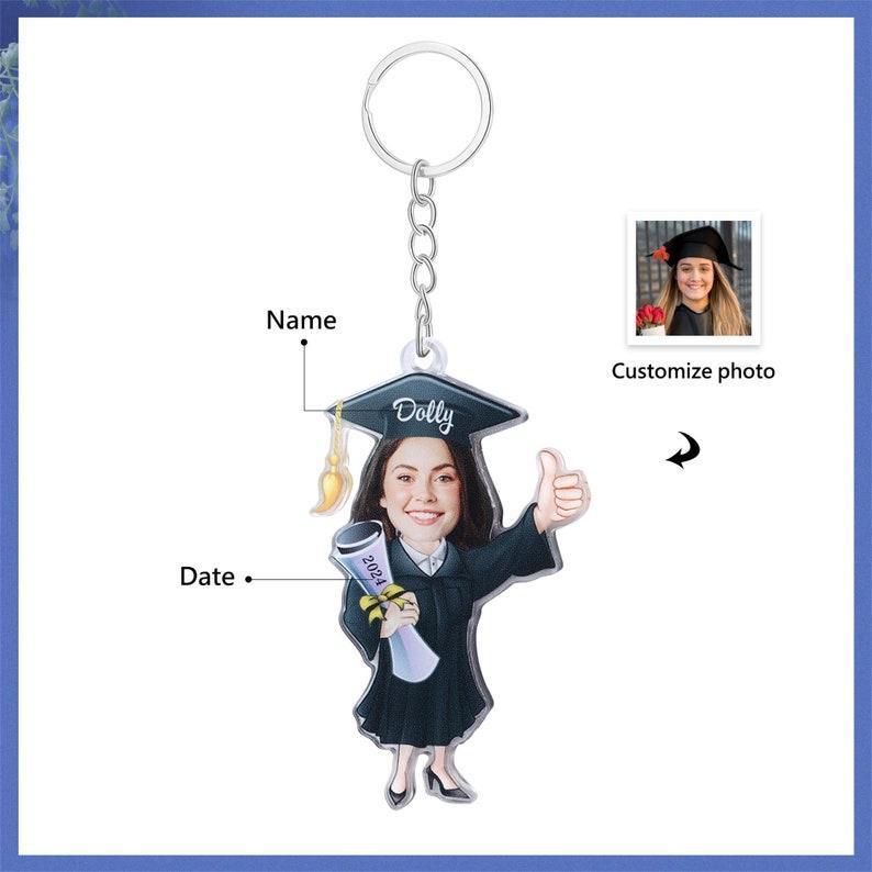 Personalized Graduation Photo Keychain,Acrylic Graduation Pendant,Graduation Gift for Her,Commemorative Keychain for Him