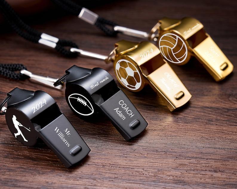 Personalised Whistle with Engraving, Custom Sport Gift for Football Basketball Volleyball Soccer Baseball Coach, Teacher Appreciation Gift - namenecklace