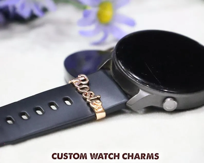 Personalized Apple Watch Charms - Watch Name Band - Watch Bar Name Charm - Rose Gold Silver Name Tag - Valentine's Day Gift - Gift for Her