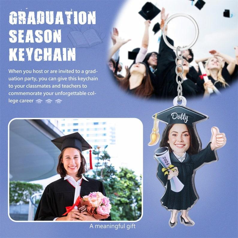 Personalized Graduation Photo Keychain,Acrylic Graduation Pendant,Graduation Gift for Her,Commemorative Keychain for Him
