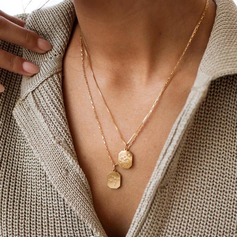 Custom Constellation Necklace - Personalized Zodiac & Horoscope Jewelry - Engraved Celestial Gift