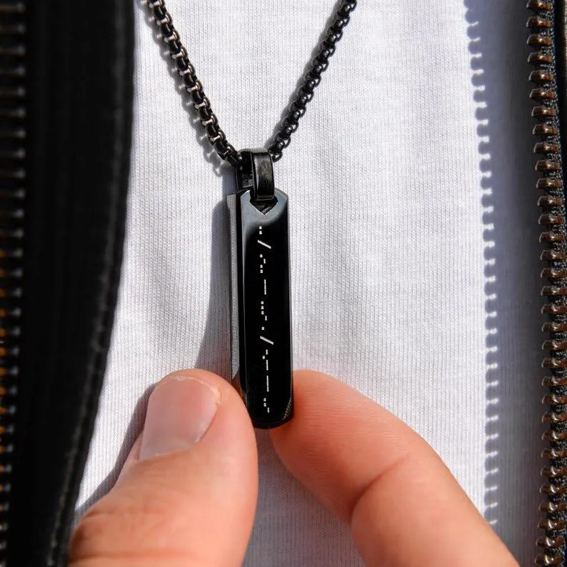 Personalized Morse Code Necklace Custom Secret Message Necklace Hidden Message Necklace for Him