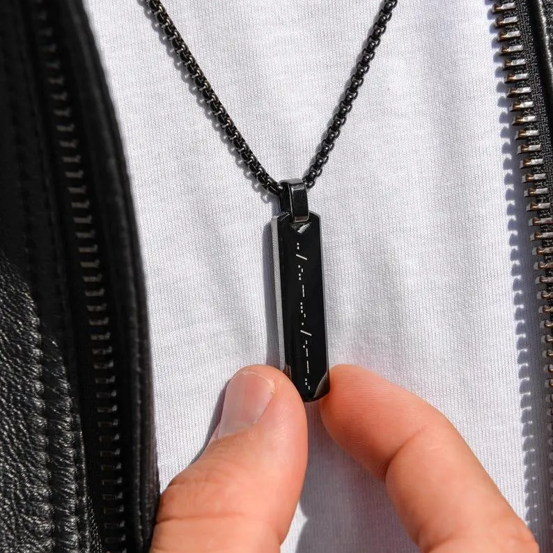 Personalized Morse Code Necklace Custom Secret Message Necklace Hidden Message Necklace for Him