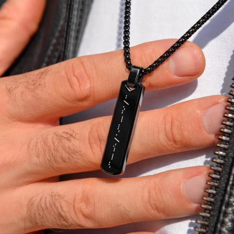 Personalized Morse Code Necklace Custom Secret Message Necklace Hidden Message Necklace for Him
