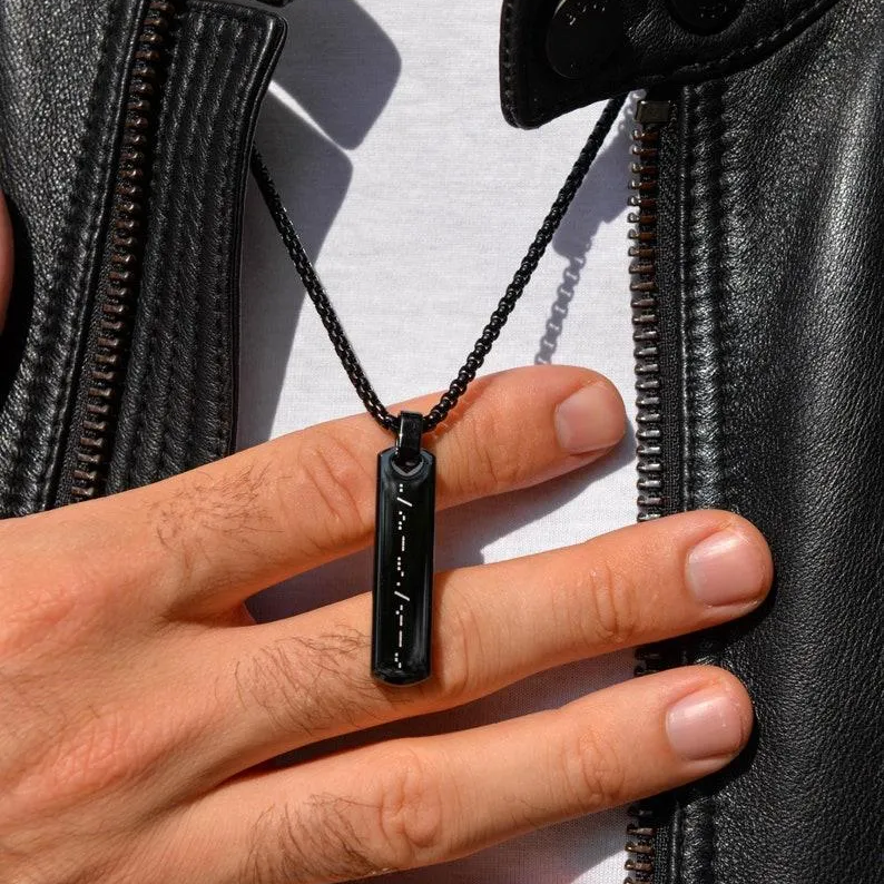 Personalized Morse Code Necklace Custom Secret Message Necklace Hidden Message Necklace for Him